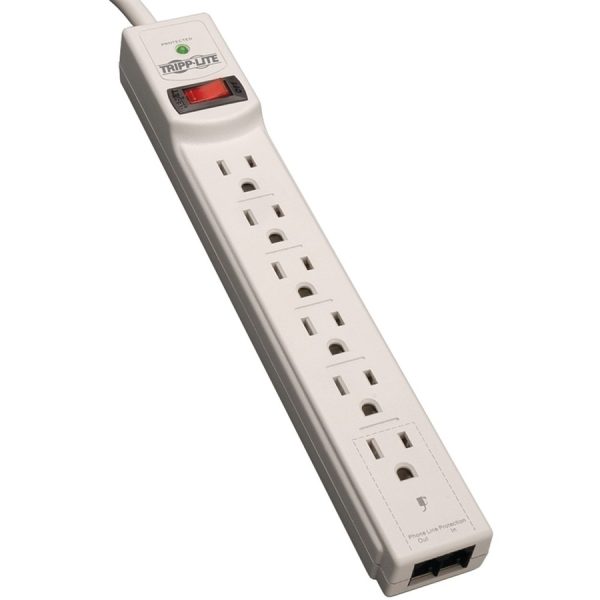 Tripp Lite Surge Protector Power Strip 120V 6 Outlet RJ11 4' Cord 790 Joule