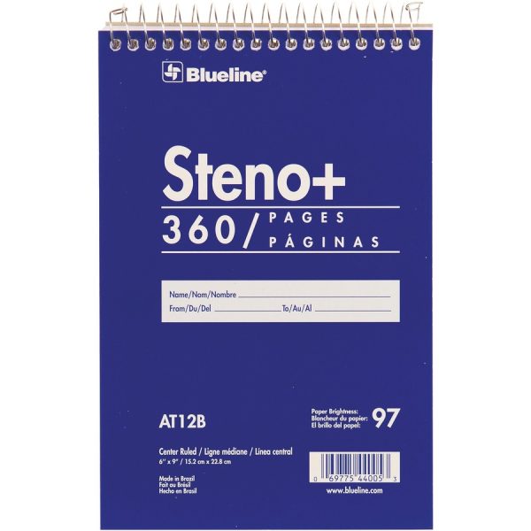 Blueline White Paper Wirebound Steno Pad