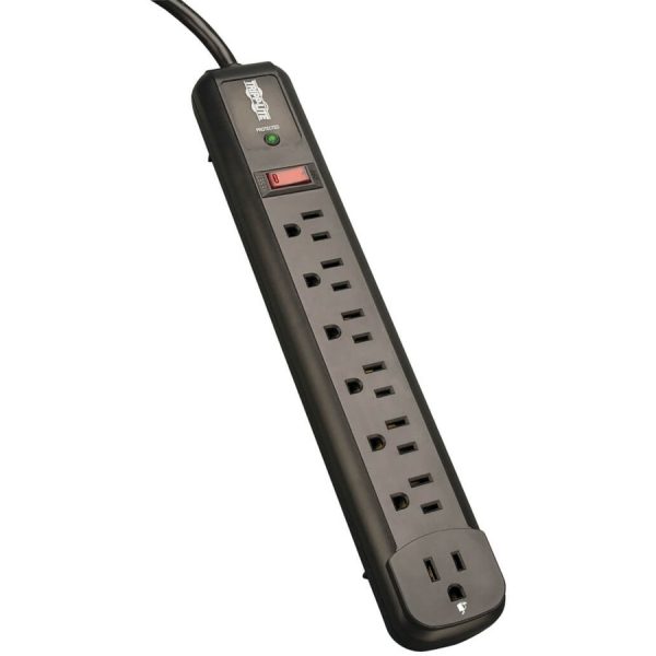 Tripp Lite Surge Protector Power Strip TL P74 RB 120V Right Angle 7 Outlet Black