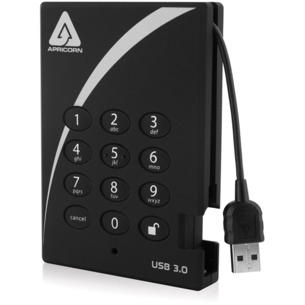 Apricorn Aegis Padlock A25-3PL256-1000 1 TB Hard Drive - External - USB 3.0 - 5400rpm - 1 Year Warranty