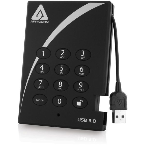 Apricorn Aegis Padlock A25-3PL256-S256 256 GB Solid State Drive - 2.5" External - Black - USB 3.0 - 160 MB/s Maximum Read Transfer Rate - 3 Year Warranty