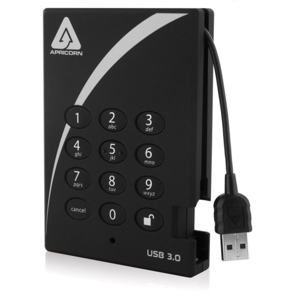 Apricorn Aegis Padlock 2 TB Portable Hard Drive - External - USB 3.0 - 5400rpm - 3 Year Warranty