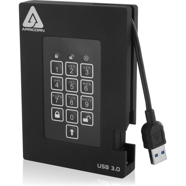 Apricorn Aegis Padlock Fortress 2 TB Portable Hard Drive - 2.5" External - Black - USB 3.0 - 5400rpm - 3 Year Warranty