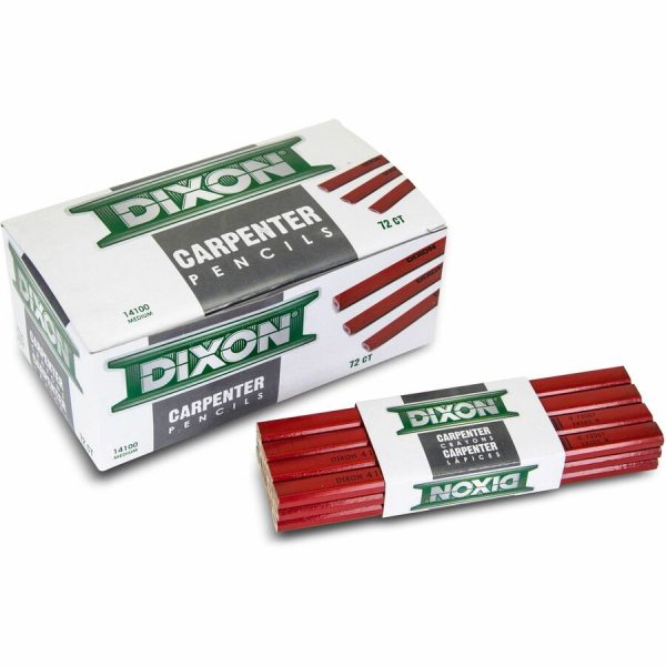 Dixon Economy Flat Carpenter Pencils - Medium Point - Red Lead - 1 Dozen