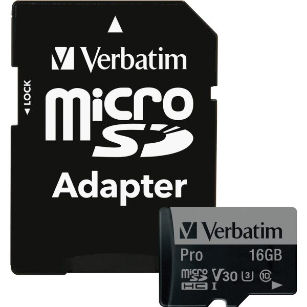 Verbatim 16GB Pro 600X microSDHC Memory Card with Adapter, UHS-I U3 Class 10