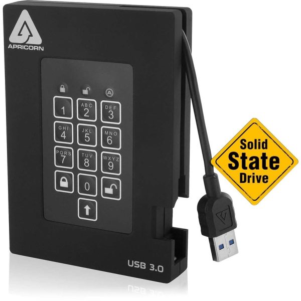 Apricorn Aegis Padlock Fortress A25-3PL256-S2000F 2 TB Solid State Drive - 2.5" External - Black - USB 3.0