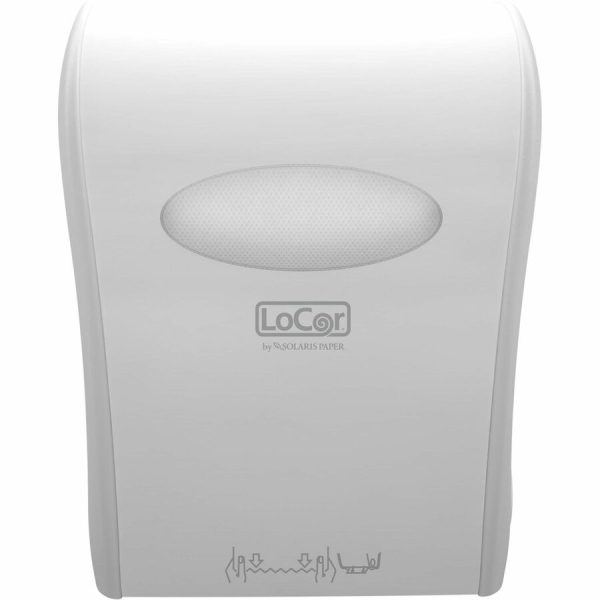 LoCor Mechanical Hands-Free Roll Dispenser - Touchless Dispenser - 10" Height x 12.4" Width x 16.8" Depth - White - Hands-free, Key Lock - 1 Each