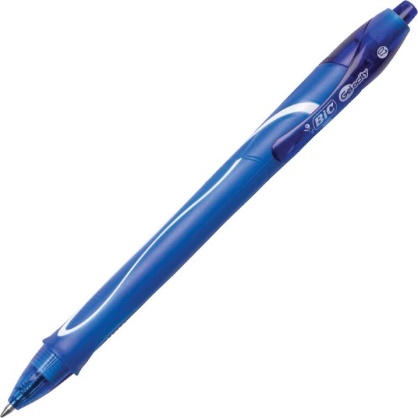 BIC Gel-ocity .7mm Retractable Pen - Medium Pen Point - 0.7 mm Pen Point Size - Retractable - Blue Gel-based Ink - 1 Dozen