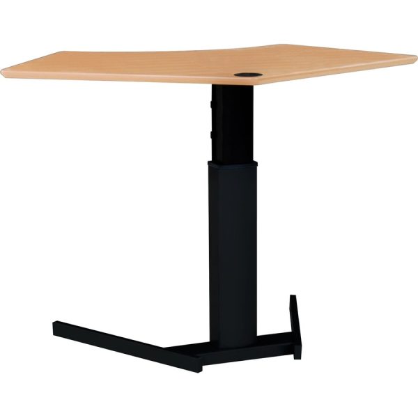 TRAPEZ MELAMINE BEECH VENEER TABLETOP WITH STEEL FRAME BLACK