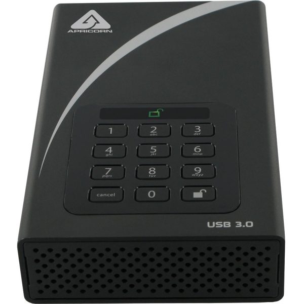 Apricorn Aegis Padlock DT ADT-3PL256-12TB 12 TB Desktop Hard Drive - External - Black - TAA Compliant - USB 3.0 - 256-bit Encryption Standard - 1 Year Warranty