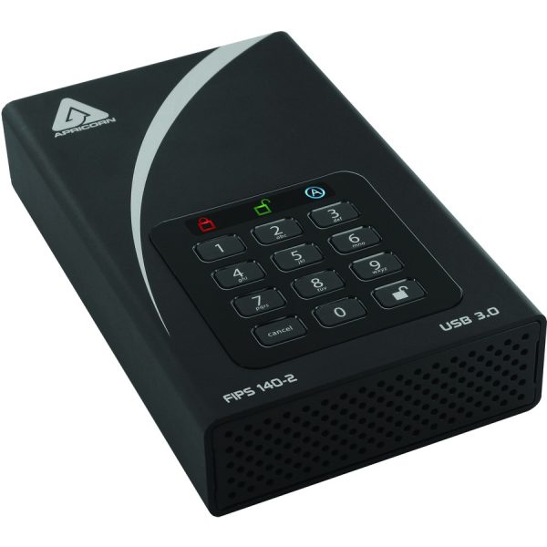 Apricorn Aegis Padlock DT FIPS ADT-3PL256F-12TB 12 TB Desktop Hard Drive - External - Black - TAA Compliant - USB 3.0 - 256-bit Encryption Standard - 1 Year Warranty