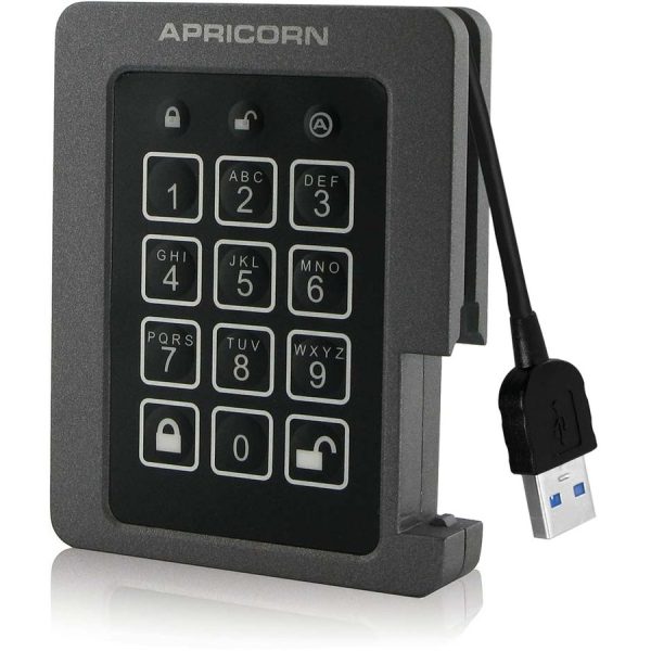 Apricorn Aegis Padlock ASSD-3PL256-1TBF 1 TB Solid State Drive - 2.5" Internal - Black - TAA Compliant - USB 3.1 - 300 MB/s Maximum Read Transfer Rate - 256-bit Encryption Standard - 3 Year Warranty