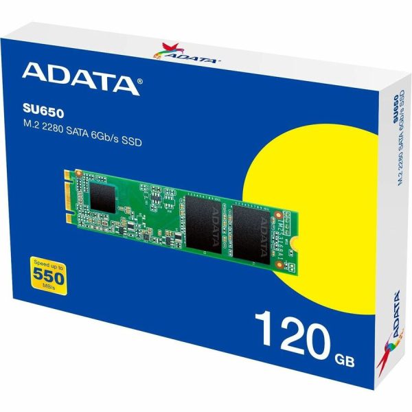 Adata Ultimate SU650 ASU650NS38-120GT-C 120 GB Solid State Drive - M.2 2280 Internal - SATA (SATA/600) - Desktop PC, Notebook Device Supported - 70 TB TBW - 550 MB/s Maximum Read Transfer Rate - 3 Year Warranty