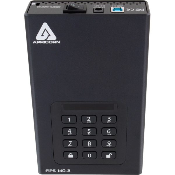 Apricorn Aegis Padlock DT FIPS ADT-3PL256F-18TB 18 TB Desktop Hard Drive - External - Black - TAA Compliant - Desktop PC Device Supported - USB 3.2 (Gen 1) - 256-bit Encryption Standard - 3 Year Warranty