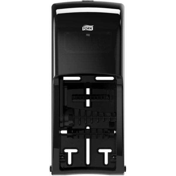 Tork Twin Toilet Paper Roll Dispenser Black T26, High Capacity, Elevation Range, 6.5" x 6.3" x 14.2" , 555628