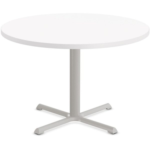 Special-T StarX-2 Dining Table - White Round Top - Gray, Powder Coated Base x 42" Table Top Diameter - 42" Height - Assembly Required - Thermofused Laminate (TFL) Top Material