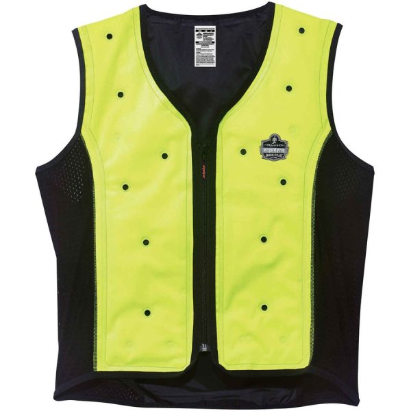 Chill-Its 6685 Premium Dry Evaporative Cooling Vest - Recommended for: Construction, Mining, Landscaping, Carpentry, Biking, Motorcycle, Running - Machine Washable, Long Lasting, Lightweight, Durable, Ventilated, Stretchable, Snug Fit, Antimicrobial, High Visibility, Comfortable, Humidity Absorption, ... - Medium Size - Zipper Closure - Lime - 1 Each