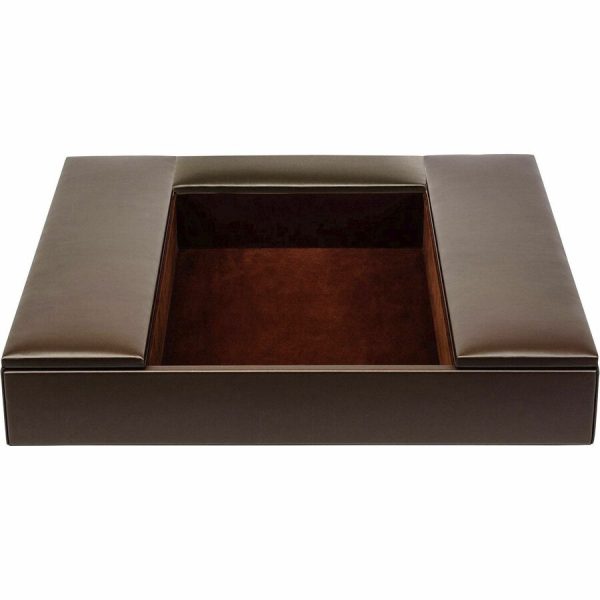 Dacasso Leatherette Enhanced Conference Room Organize - Desktop - Chocolate Brown - Leatherette, Velveteen - 1 Each