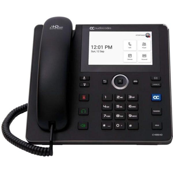 AudioCodes C455HD IP Phone - Corded - Corded - Wall Mountable - Black - VoIP - 2 x Network (RJ-45) - PoE Ports