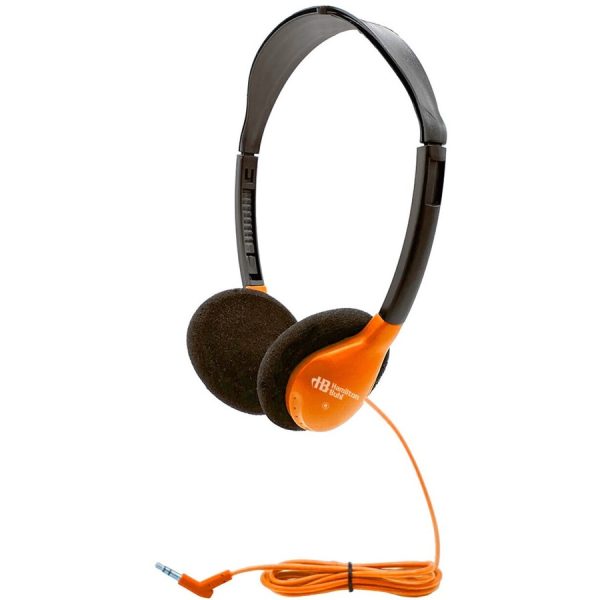 Hamilton Buhl Personal On-Ear Stereo Headphone, ORANGE - 200 Pack - Stereo - Mini-phone (3.5mm) - Wired - 32 Ohm - 50 Hz 16 kHz - On-ear, Over-the-head - Binaural - Ear-cup - 5 ft Cable