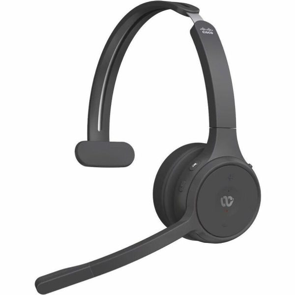 Cisco Single On-ear Headset+Charging Stand, USB-A Bundle Carbon Black - Google Assistant, Siri - Mono - Wireless - Bluetooth - 213.3 ft - 32 Ohm - 20 Hz - 20 kHz - On-ear - Monaural - Ear-cup - Carbon Black