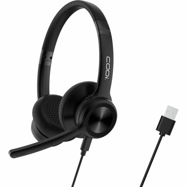 CODi CLARO Wired Stereo Dual Ear Headset w/ AI ENC Microphone - Stereo - USB Type C - Wired - Over-the-head - Binaural - Supra-aural - Noise Cancelling Microphone - Black