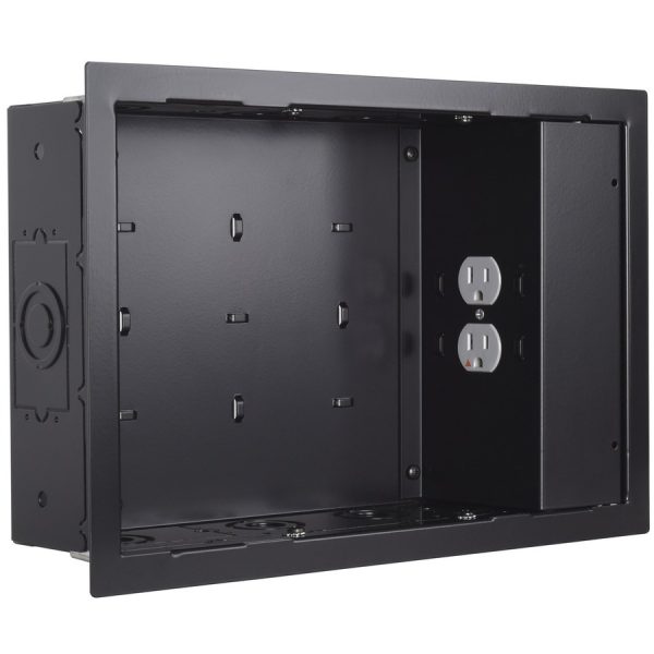 Chief Proximity In-Wall Storage Box with 2 Receptable Filter & Surge - For Flat Panel Displays - Black