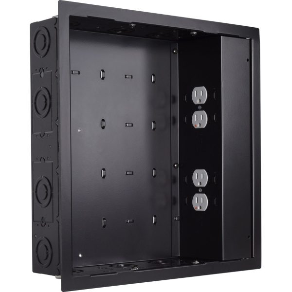 Chief Proximity In-Wall Storage Box with 4 Receptacle Filter and Surge Protection for Flat Panel Displays - Black