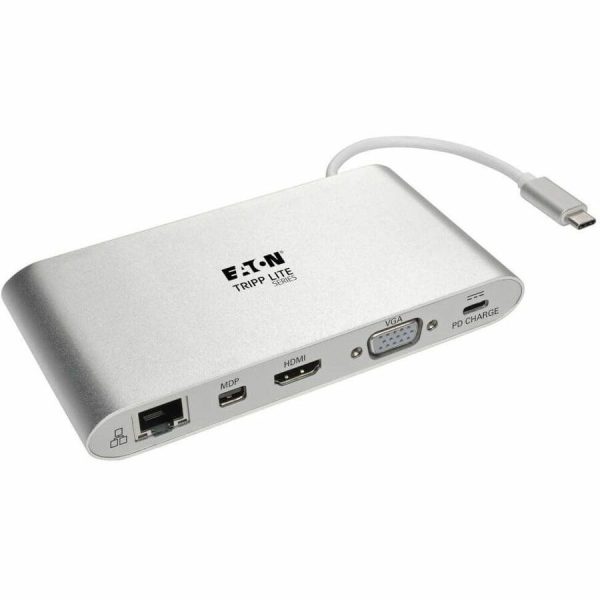 Tripp Lite USB-C Dock, Dual Display - 4K HDMI/mDP, VGA, USB 3.2 Gen 1, USB-A/C Hub, GbE, Memory Card, 100W PD Charging