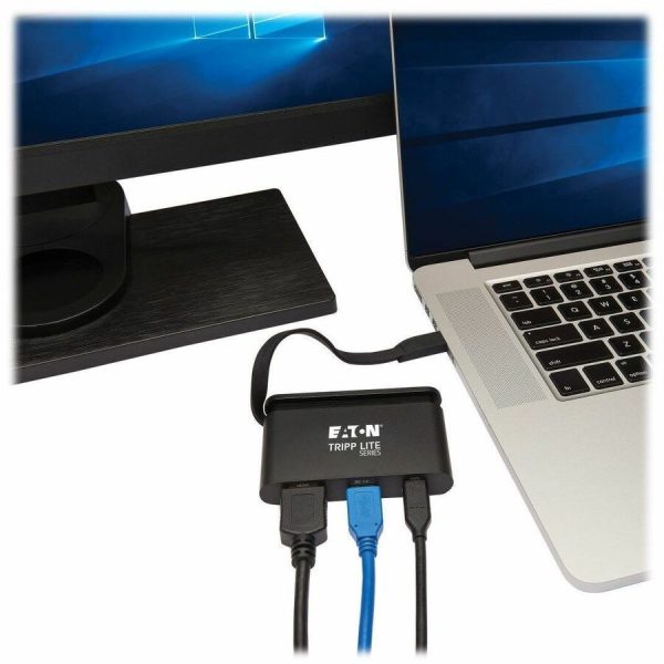 Tripp Lite USB C Multiport Adapter Converter 4K w/ /HDMI, Gigabit Ethernet, USB-A Hub, PD Charging, Storage Cable Thunderbolt 3 Compatible