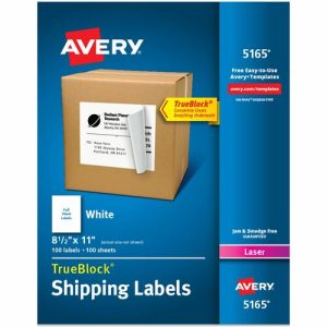 Avery  Shipping Labels, TrueBlock, 8-1/2"x11",100/BX,White