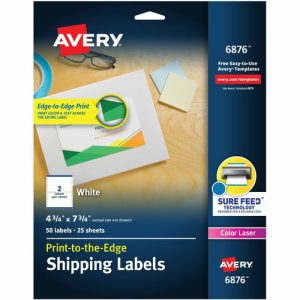 Avery Laser Labels,Matte,Half Sheet,4-3/4"x7-3/4",50/PK,WE