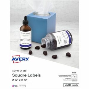 Avery  Permanent Laser/Inkjet Labels, f/3-1/2" Disk, 630/BX, WE