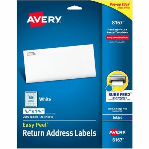 Avery Inkjet Labels, Mailing, 1-3/4"x1/2", 2000/PK, White