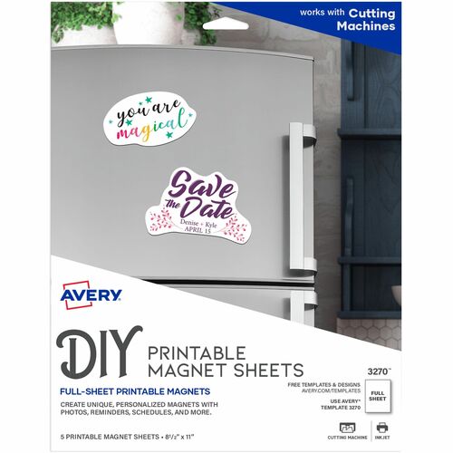 Avery Magnet Sheets, Printable, Inkjet, 8-1/2"x11", 5/PK, Matte WE