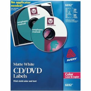 Avery  CD/DVD Labels, Laser Printable, 30/PK, Matte White
