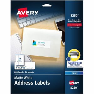 Avery  Color Inkjet Labels,Matte,Rectangle,1-"x2-5/8",600/PK,WE