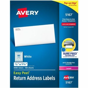 Avery  Laser Labels, Mailing, 1/2"x1-3/4", 8000/BX White