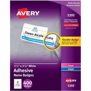 Avery  Name Badges,Laser/Inkjet,2-1/3"x3-3/8",400/BX,White