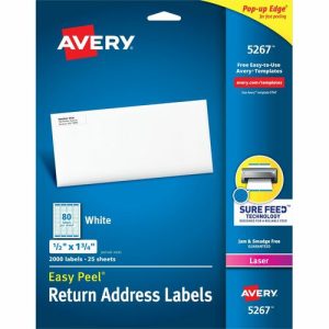 Avery  Laser Labels, Mailing, 1/2"x1-3/4", 2000/PK,White
