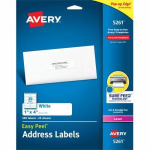 Avery  Laser Labels, Mailing, 1"x4", 500/PK, White