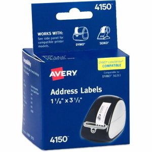 Avery  Multipurpose Labels, 3-1/2"x1-1/8", 130/Roll,2 RL/BX, White