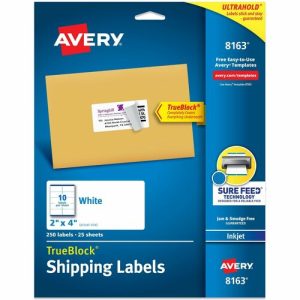 Avery Inkjet Labels, Shipping, Permanent, 2"x4", 250/PK, WE