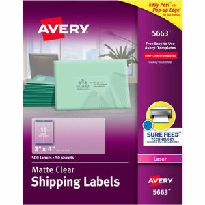 Avery  Laser Labels, Shipping, 2"x4", 500/BX, Matte CL