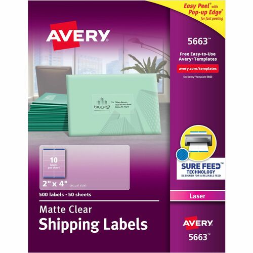 Avery Laser Labels, Shipping, 2"x4", 500/BX, Matte CL