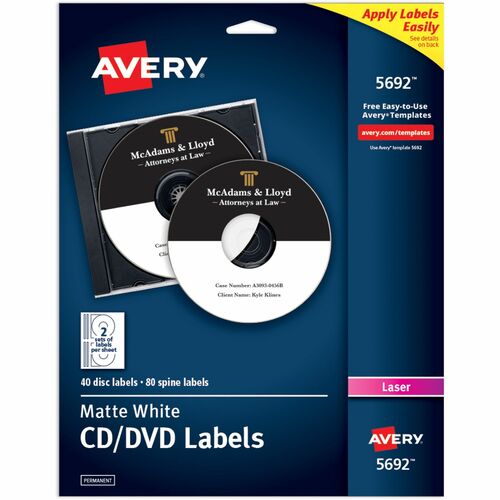 Avery CD Labels, Laser, 40/PK, White