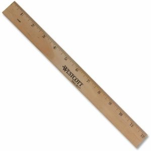 Acme United Corporation Wood Ruler With Single Metal Edge, Inches/Metric, 12"L