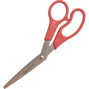 Acme United Corporation Bent Scissors,8" Length,STST/Red Plastic Handles