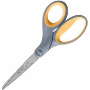 Acme United Corporation  Scissors,Straight Handles,Titanium Bonded,7", Gray/Yellow