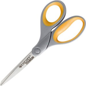 Acme United Corporation  Scissors,Straight Handles,Titanium Bonded,8", Gray/Yellow